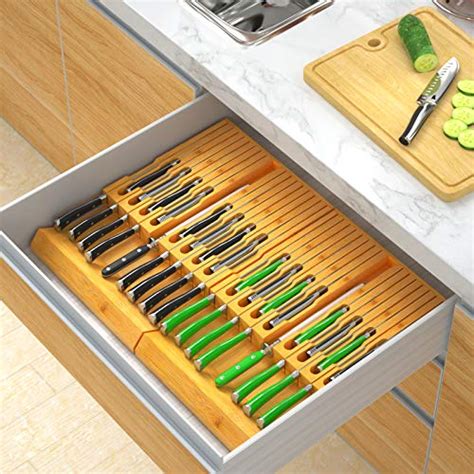 FNKBH3 In-Drawer Knife Block 16 Slots Kitchen Knife Organizer Drawer I ...