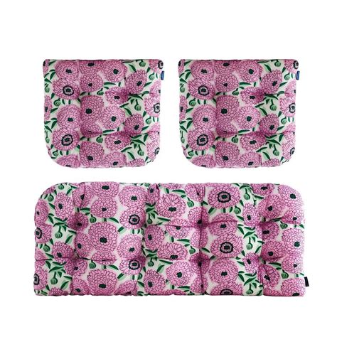 BLISSWALK 3-Piece Outdoor Chair Cushions Loveseats Outdoor Cushions Set Floral for Patio ...