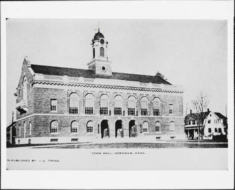 Needham Town Hall, from an early postcard - Digital Commonwealth