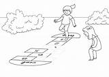 Tradicionales Metras Rayuela Hopscotch Niños Ninos Lh4 Jugando Dujo  sketch template