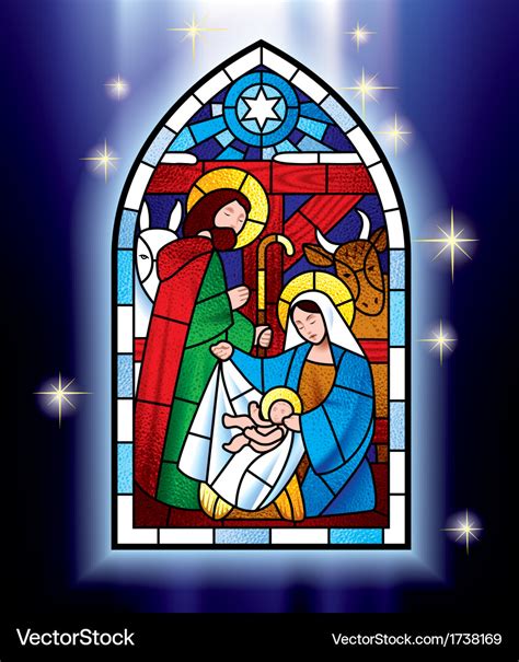 Christmas stained glass window Royalty Free Vector Image