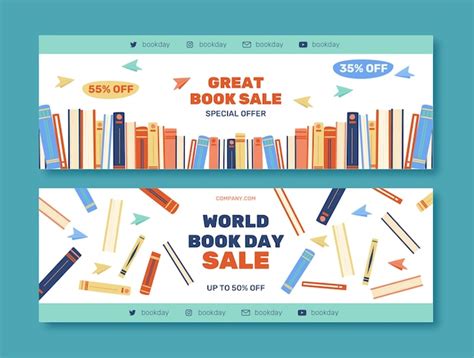 Free Vector | Hand drawn world book day horizontal banners set