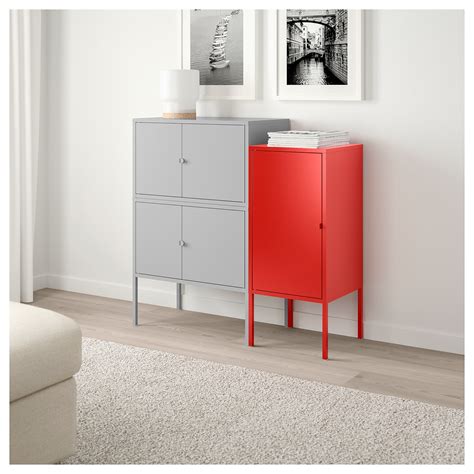 LIXHULT Storage combination - gray/red - IKEA | Ikea, Dining room cabinet, Storage