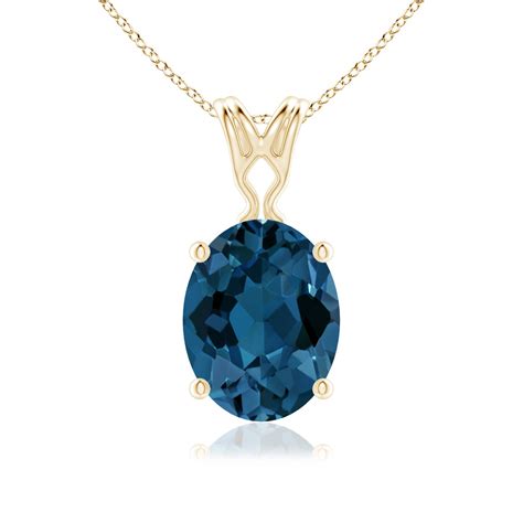 Angara - 2.25 ct. London Blue Topaz Pendant Necklace|9x7mm Oval London Blue Topaz Pendant ...