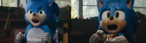 Sonic movie redesign-before and after from both trailers : r ...