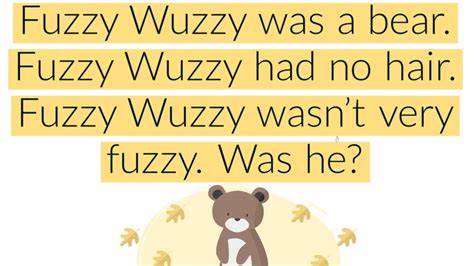 English Tongue Twister Challenge, Practise British English pronunciation, Fuzzy Wuzzy was a bear ...