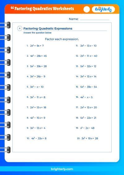 Factoring Quadratics By Grouping Worksheet