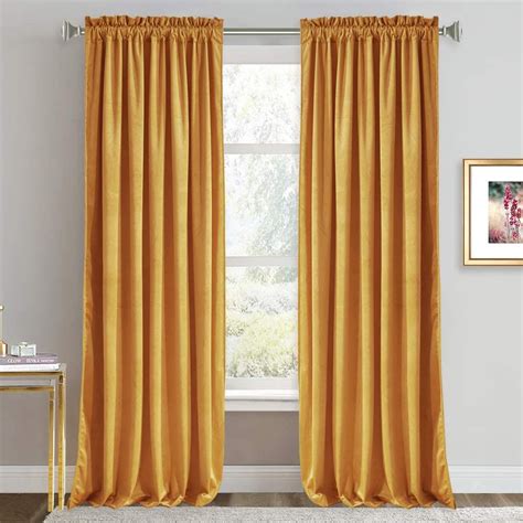 Mustard Velvet Curtains 84 inches - Super Soft Home Decor Room Darkening Curtains for L in 2020 ...