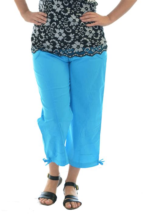 Ladies Cropped Pants Cotton Elasticated Capri Trousers Womens Summer Plus Size | eBay