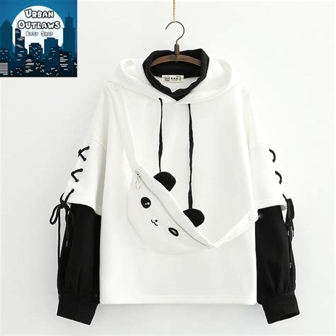 Panda Costume Hoodie Two Piece Kawaii Cosplay Set Harajuku - Etsy