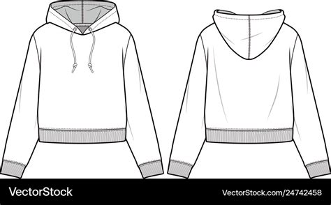 Hooded sweatshirt fashion flat sketch template Vector Image