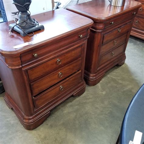 PAIR OF 4 DRAWER DARK CHERRY FINISH NIGHTSTAND