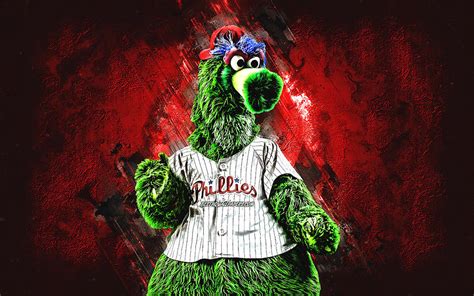 Phillie Phanatic mascot Philadelphia Phillies MLB red stone background ...