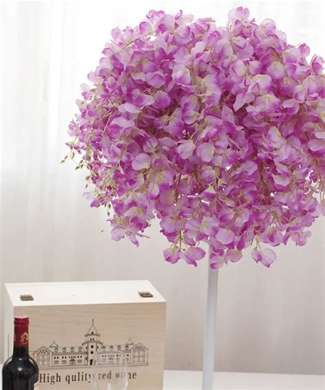 Artificial White Wisteria Silk Flower For Home, Party, Wedding, Garden, Living Room, Valentine's ...