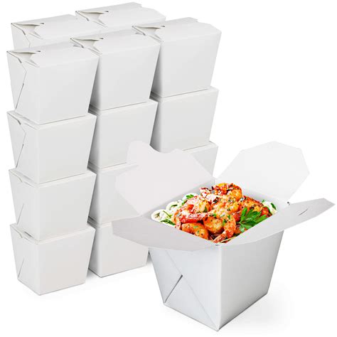 Buy Fit Meal Prep 8 oz Chinese Take Out Boxes - 3 x 2.5 Plain White Paperboard Food Containers ...