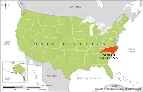 North Carolina on US Map, Where is North Carolina