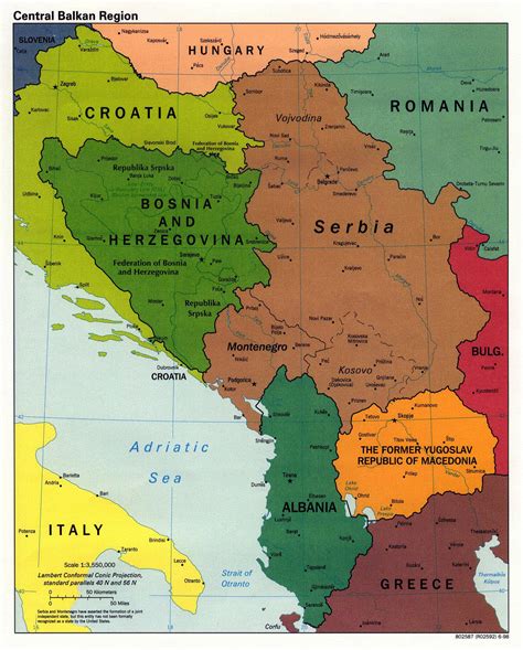 Political map of Central Balkan Region - 1998 | Balkans | Europe ...