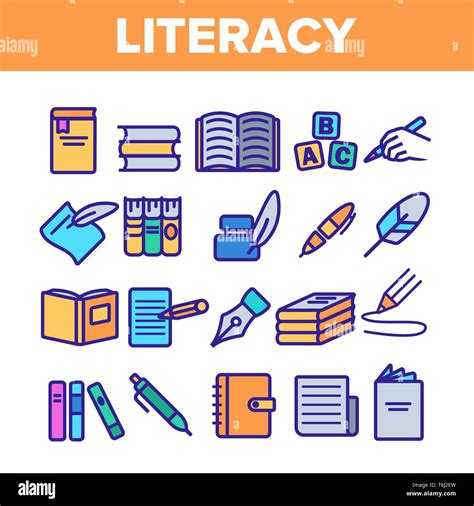 Literacy Linear Vector Icons Set. Literacy Thin Line Contour Symbols Pack. Humanities Pictograms ...