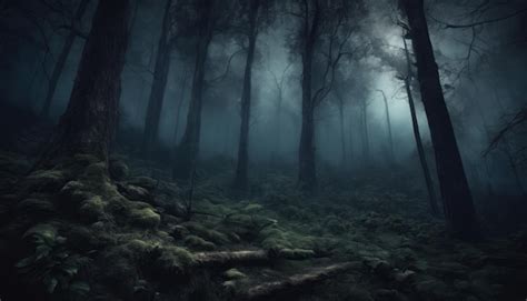 Premium AI Image | Mysterious Fantasy Dark Night of The Forest Wallpaper