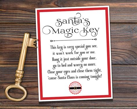 Printable Santa's Magic Key Poem Tag Santa Key Tag Party - Etsy