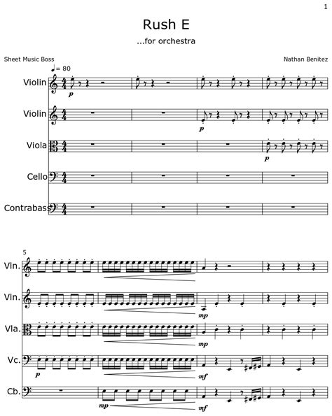 Rush E - Sheet music for Violin, Viola, Cello, Contrabass