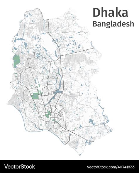 Dhaka map detailed map of city Royalty Free Vector Image