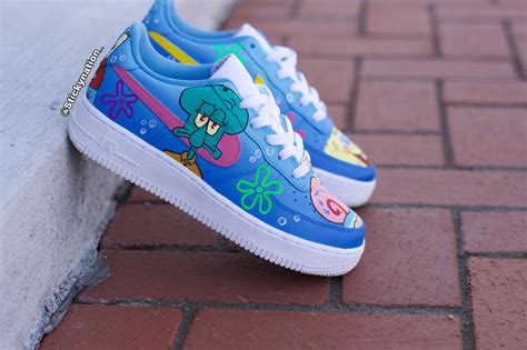 Another view of the SpongeBob Air Force ones done by me what you guys think ? Also give me some ...