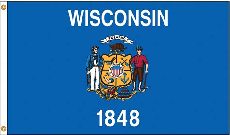 NYLGLO Wisconsin State Flag, 4 ftH x 6 ftW, Indoor, Outdoor - 5JFT3 ...