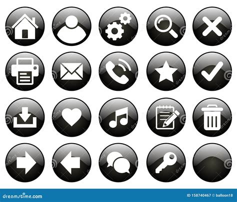 Web buttons black stock vector. Illustration of contour - 158740467