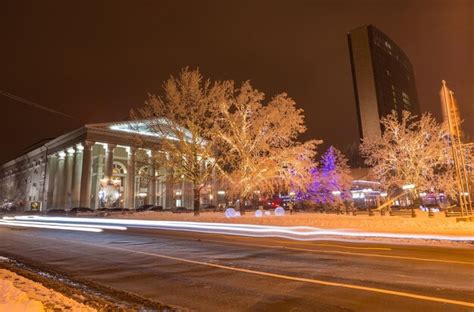 Premium Photo | Decorated winter city park