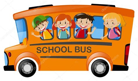 Children riding on school bus Stock Illustration by ©brgfx #127190054