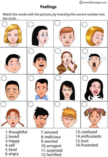 Feelings Matching 1 worksheet | Social skills activities, School social work, Social skills groups