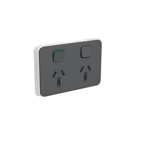 Clipsal Iconic Cover Skin Double GPO Power Point Horizontal 10A Anthracite | 3025C-AN | POPES ...