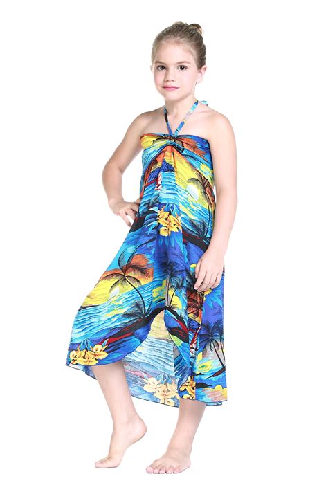 Hawaii Hangover - Girl Hawaiian Halter Dress in Blue Sunset Size 6 - Walmart.com - Walmart.com