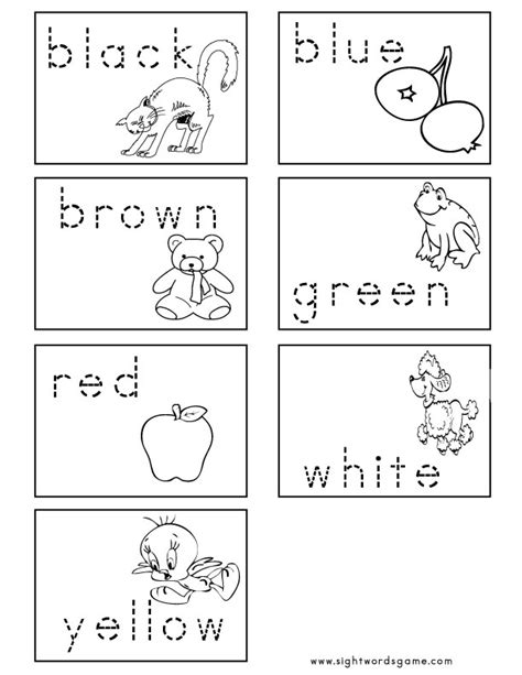 Color Worksheets - Sight Words, Reading, Writing, Spelling & Worksheets