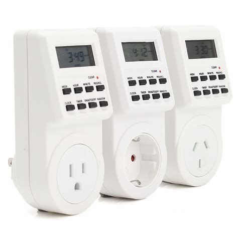 120v digital programmable 12/24 hour timer lcd plug-in wall socket ...