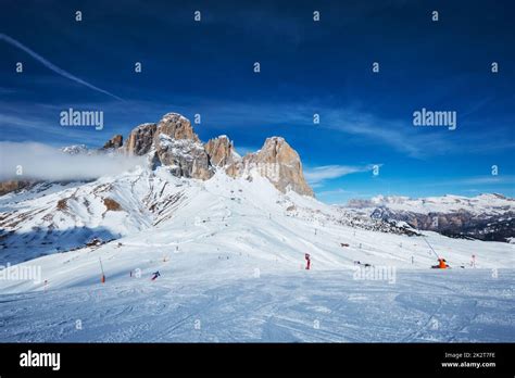 Ski resort in Dolomites, Italy Stock Photo - Alamy