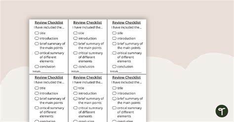 Review Writing Checklist | Teach Starter