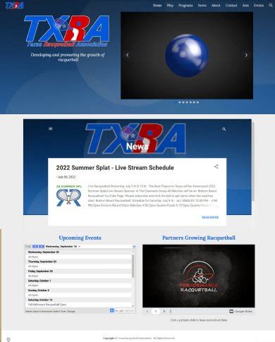 Texas Racquetball Tournament Website