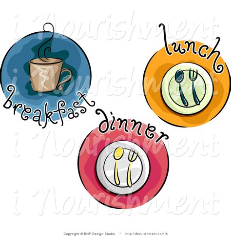 Breakfast Lunch Dinner Snack Clipart / Eating at table / Vintage retro ...