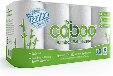 Caboo Tree Free Toilet Paper, Septic Safe Bath Tissue, Soft 2 Ply ...