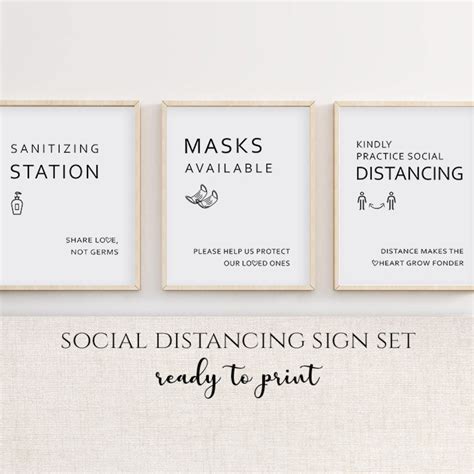 Social Distance Sign Bundle Set of 3 Printable Signs | Etsy