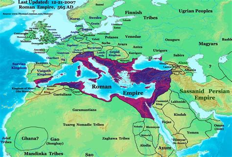 Map of the Eastern Roman Empire, 565AD | Byzantine Empire: 313 - 1453 A ...