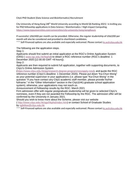 (PDF) CityU PhD Student (Data Science and Bioinformatics) Recruitment ...