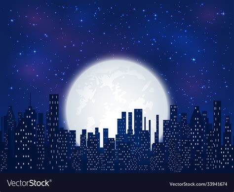 Night city on moon background Royalty Free Vector Image