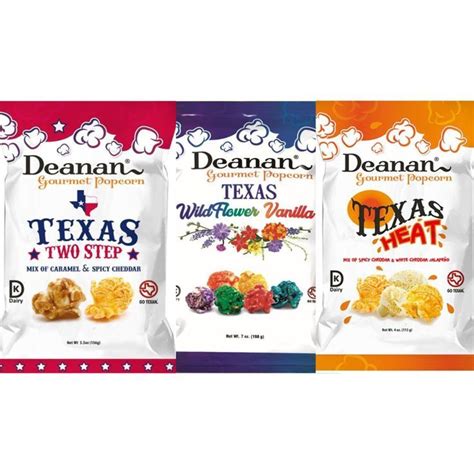 Deanan Gourmet Popcorn Texas 3 Pack-Three 5.5oz Sharable Bags of Texan ...