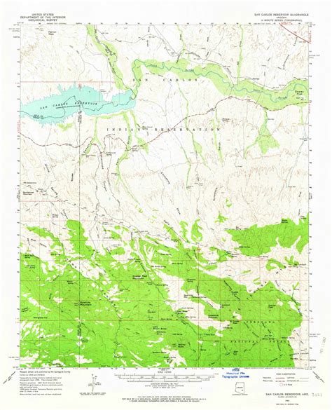 San Carlos Reservoir, Arizona 1962 (1963) USGS Old Topo Map Reprint 15x15 AZ Quad 315000 - OLD MAPS