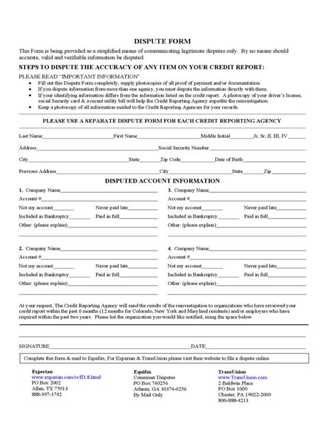 Credit Dispute Form - 3 Free Templates in PDF, Word, Excel Download