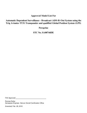 Fillable Online rgl faa Broadcast (ADS-B) Out System using the Trig ...