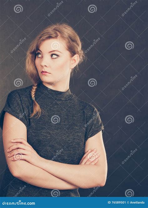 Angry Resentful Young Blonde Woman. Stock Image - Image of anger, expression: 76589501